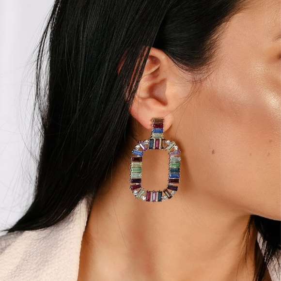 Multi Rhinestone Statement Earrings - Picture 1 of 4